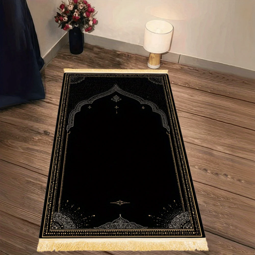 VIKAMA Islamic Prayer Rug Mat, Bohemian Washable Mosque Print, Foldable Travel Portable Muslim Musallah for Salah, Eid Gift