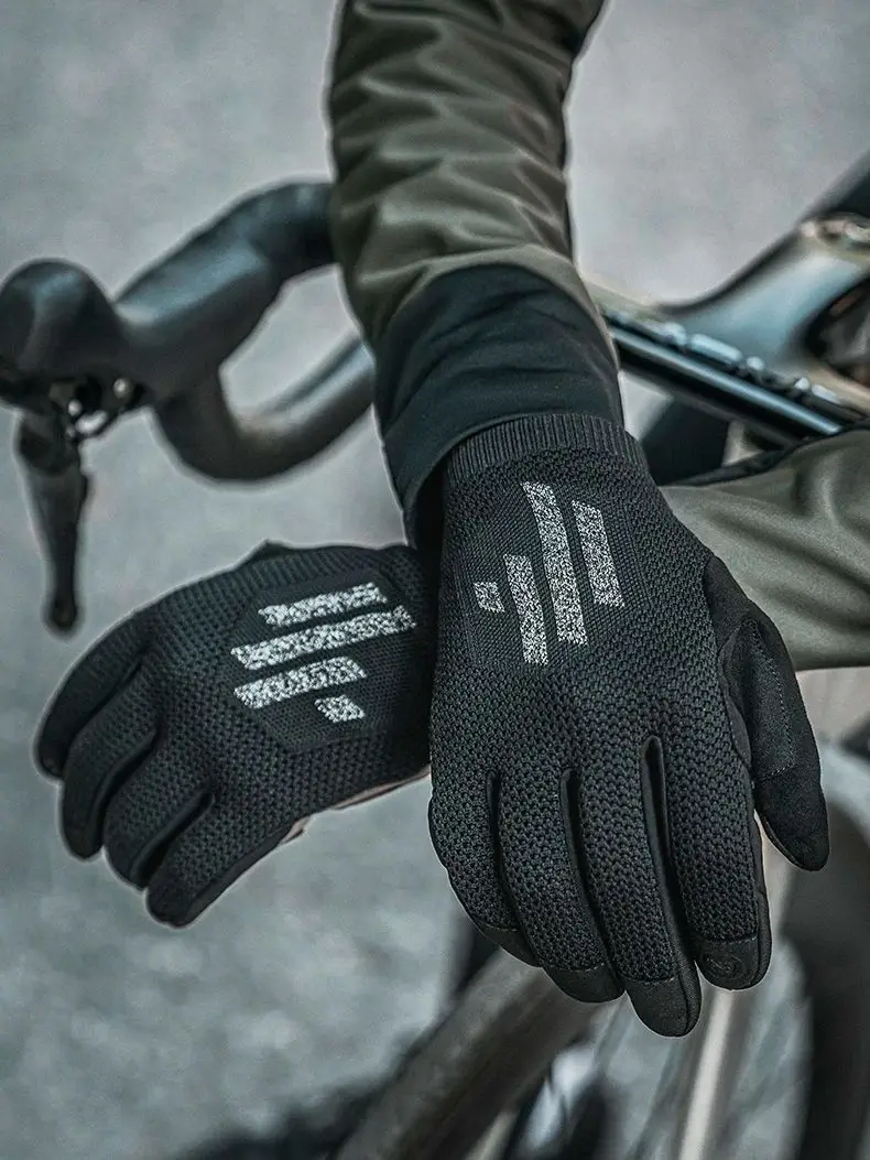 AliExpress ROCKBROS Bicycle Gloves Knit Fabric Breathable Full Finger Bike Gloves Anti-slip Screen Touch MTB Road Sports Cycling Gloves