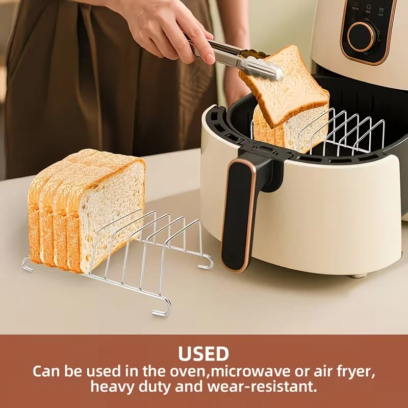Stainless steel air fryer bread toast rack, stainless steel air fryer accessory, fryer grill cooling rack - dishwasher safe