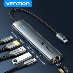 Vention USB C HUB 4K60Hz Type C to HDMI RJ45 PD 100W Adapter For Macbook iPad Pro Air M2 M1 Sumsang PC Accessories USB 3.0 HUB