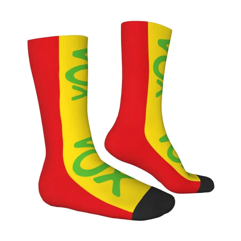 Spain Flag Vox Mens Crew Socks Unisex Fun 3D Print Spanish Political Party Dress Socks