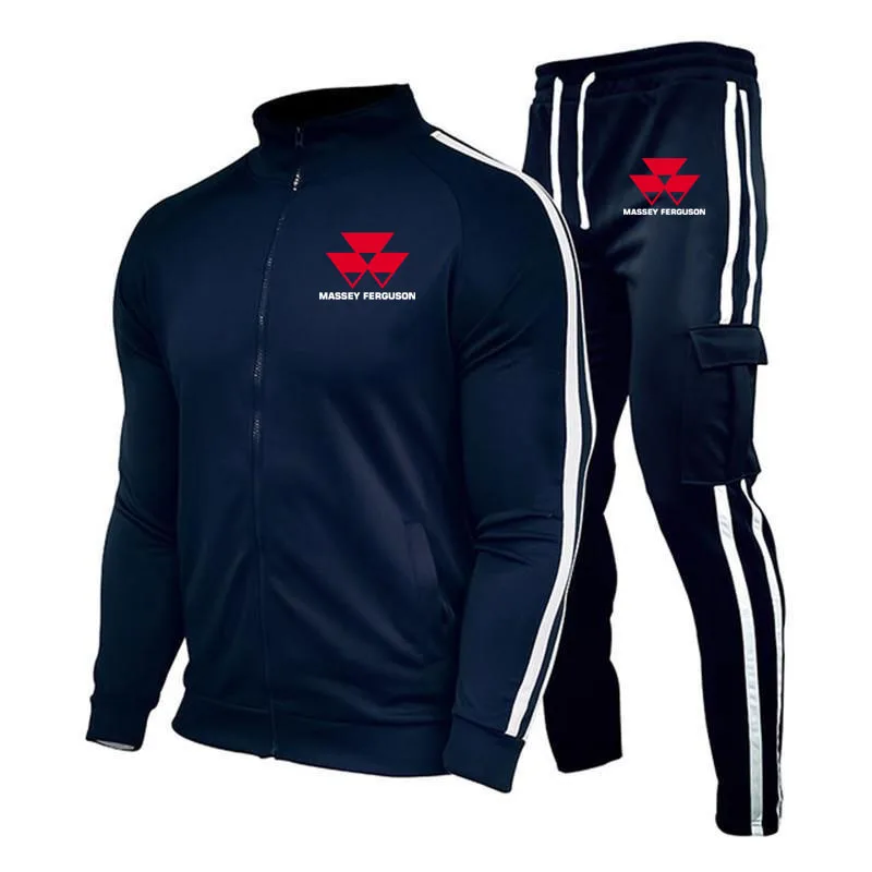 Massey Ferguson Fato de treino masculino, jaqueta fitness, roupas de ginástica, Running Set, Sportswear, Basculador, moda