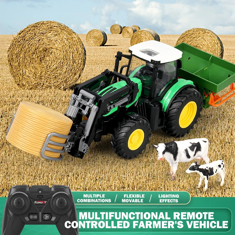 THELINK-Controle Remoto Trator Agrícola Brinquedos, RC Farmer Cars, Modelo Animal, Ferramenta Agrícola, Conjuntos de DIY, Presentes Infantis, 2.4Ghz, Escala 1:24