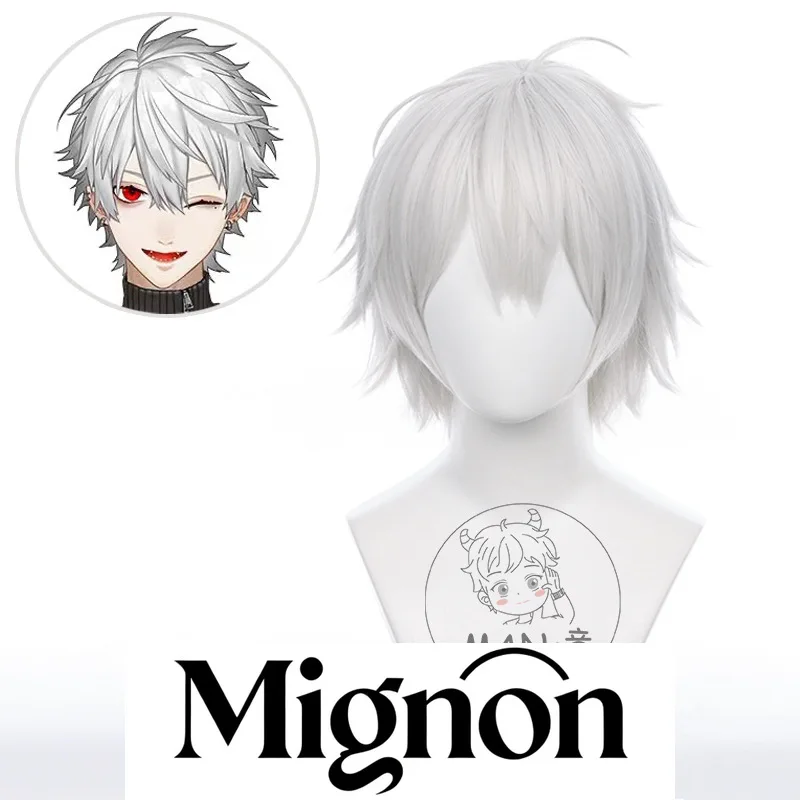 

Nijisanji VTuber Kuzuha Косплей Парик Серебристо-белые колючие короткие волосы Подарок на Хэллоуин