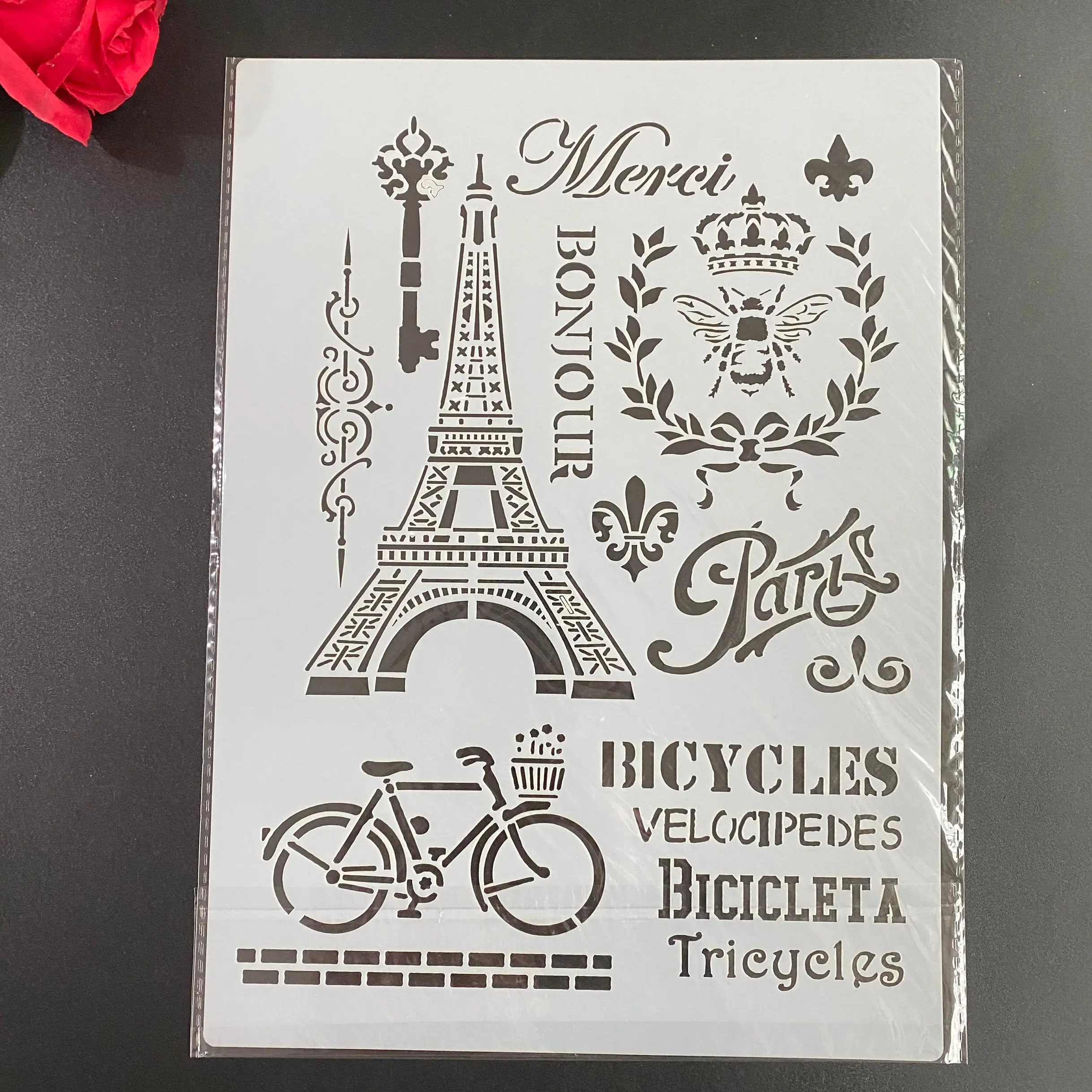 DIY Mold Wall Painting Scrapbook Coloring Embossed Photo Album Decorative Paper Card Template A4 29 * 21cm Tower Bike