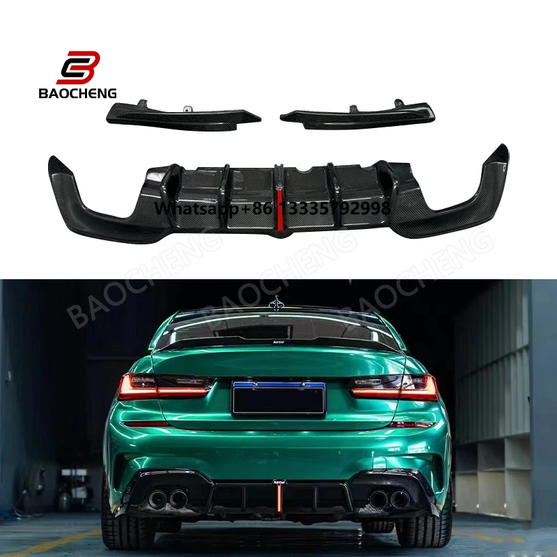 

KB style Carbon Fiber Rear Diffuser with Led Light For'BMW 3 Series M340i G20 2019-2023 Body Kit Car Auto Parts Accessories
