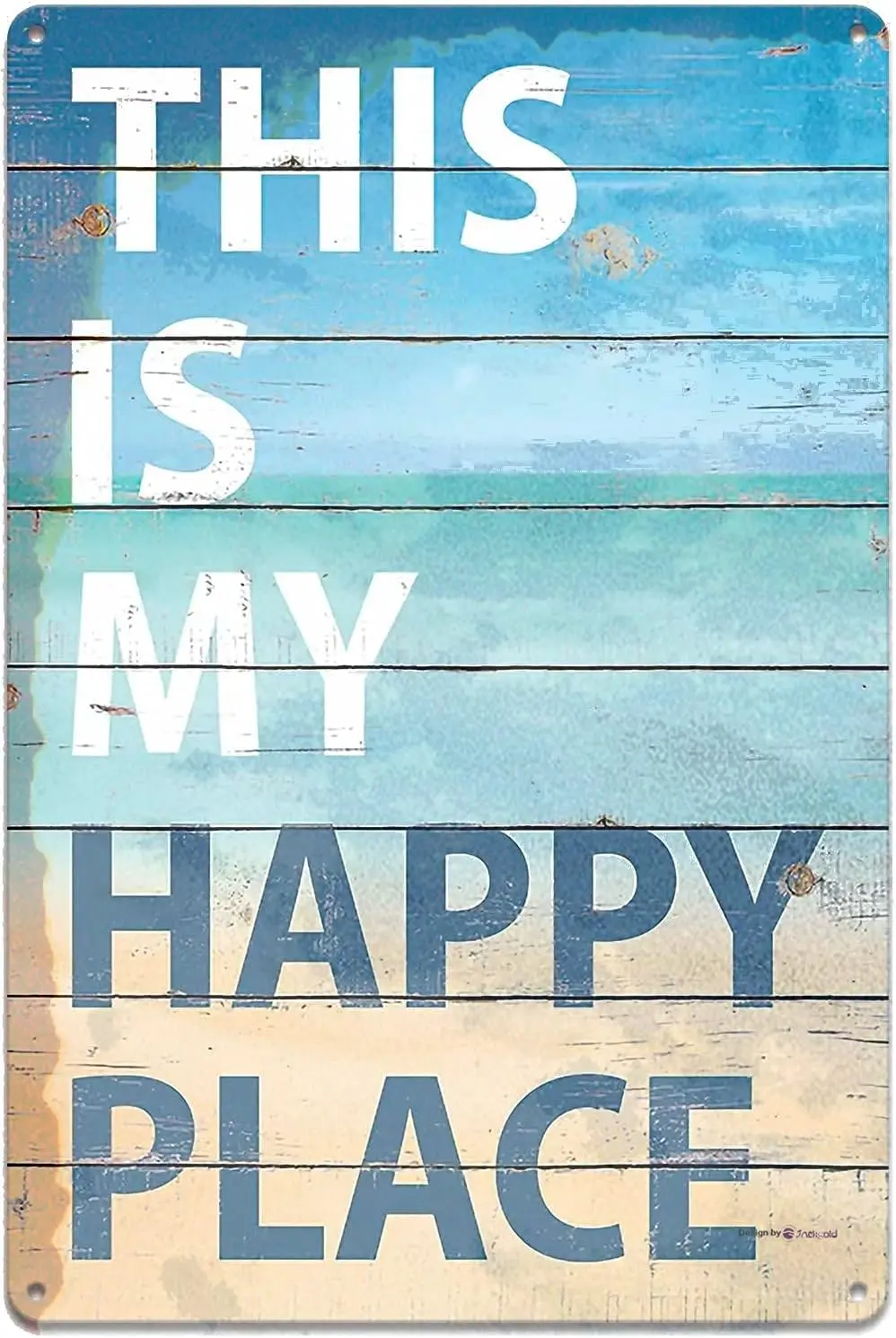 Tin Sign Metal - This is My Happy Place for Home, Bedroom, Etc. Art Deco,12x8 Inch Vintage Sign