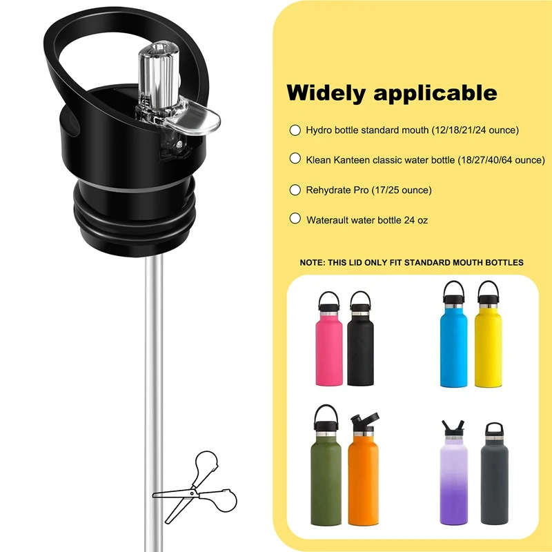 A01V-Kettle Tapa de paja Boca estándar para hervidor hidráulico plano Tapa de paja con pajita y cepillo Compatible con la mayoría de los deportes Water Bott