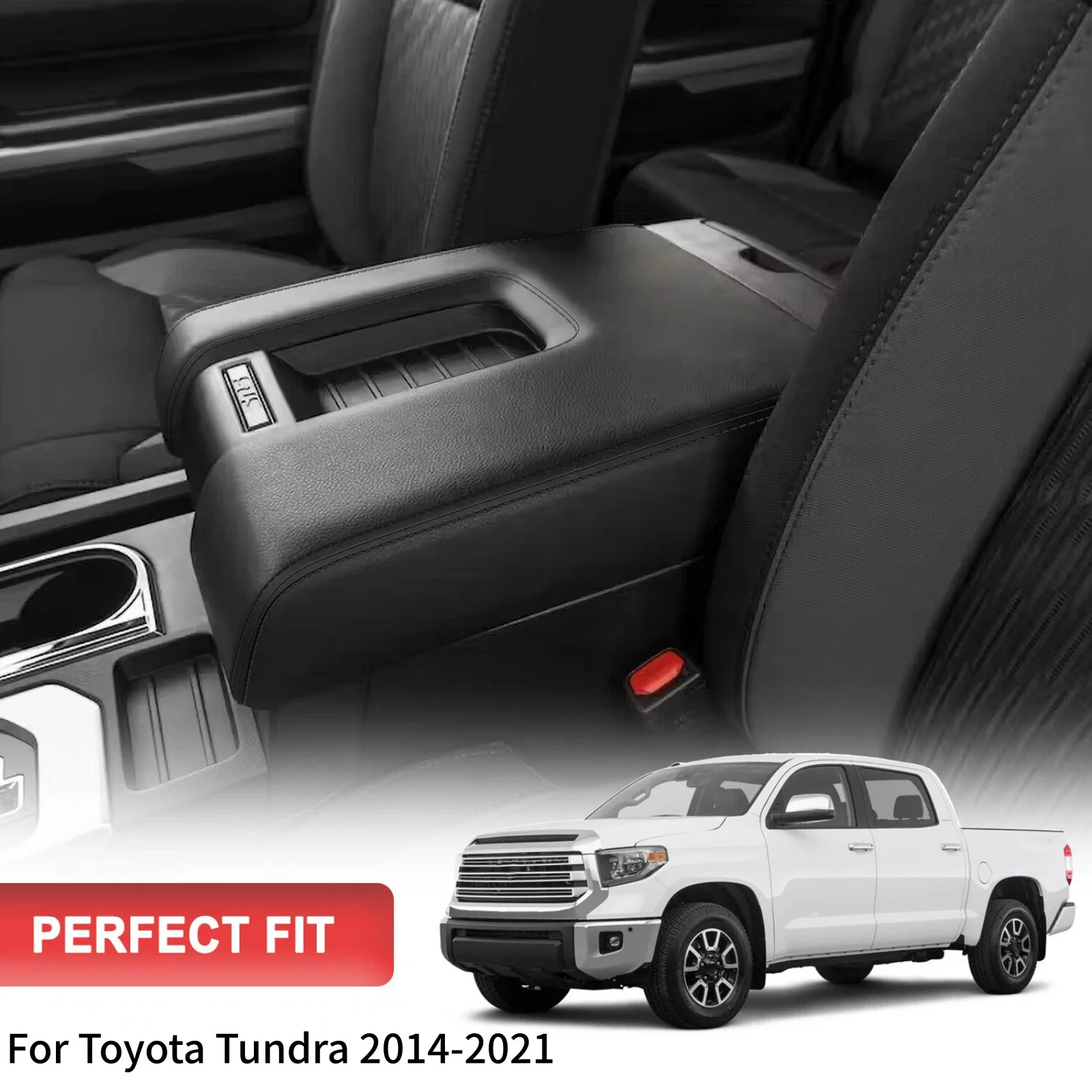 Center Console Armrest Cover Microfiber Leather Replace For Toyota Tundra 2014-2021 Waterproof  Protective Sleeve Car Accessory