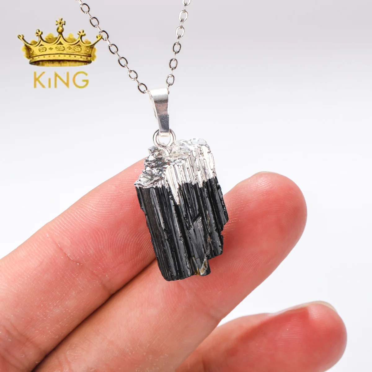 قلادة مجموعة التورمالين الطبيعية السوداء للنساء ، الأحجار الكريمة الكوارتز ، المجوهرات المصنوعة يدويا الكريستال الشفاء