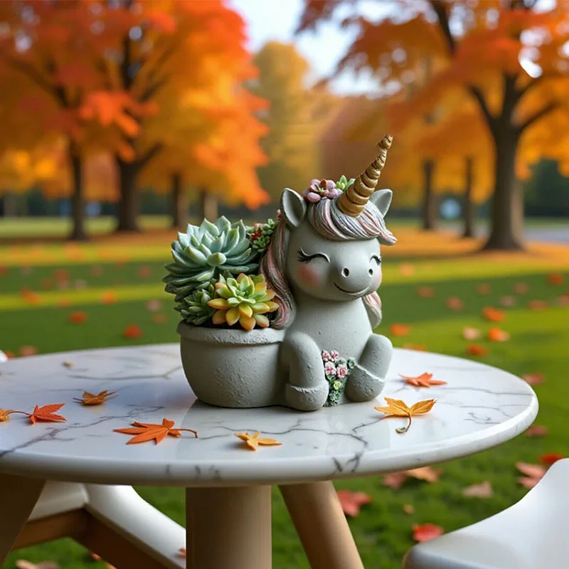 

Cement Flower Pot Mold DIY Succulent Plant Flowerpot Resin Silicone Mold Unicorn Candle Cup Gypsum Vase Mould Home Decor