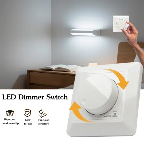 220-240V LED Dimmer IP20 Waterproof Wall Mounted Switch Silicon Single Color Dimmer LED Dimmable Incandescent Halogen Lights