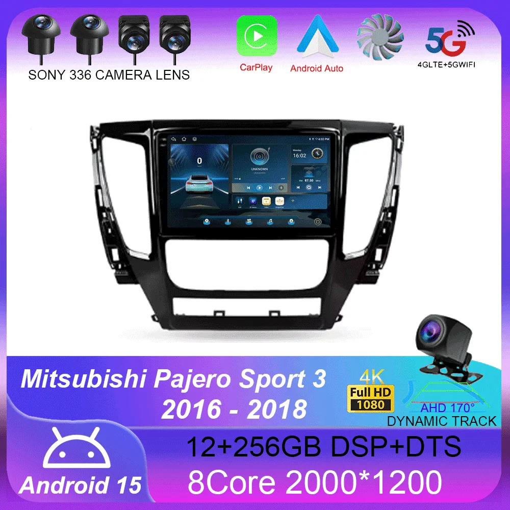 

Для Mitsubishi Pajero Sport 3 2016-2018 Carplay Auto 4G + WIFI GPS автомобильный радиоприемник навигация мультимедийный видеоплеер стерео Android 14