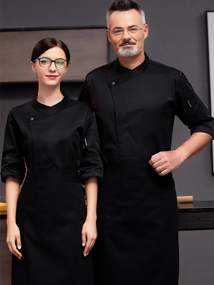 Veste de chef de cuisine à manches longues pour hommes, manteau de cuisine de restaurant, uniforme de cuisinier d'hôtel, vêtements de travail de cantine, 73