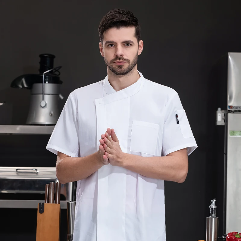 Uniforme de Chef, abrigo de camarero/chaqueta de camarera, ropa de trabajo de cocinero, tienda de postres, tienda de mariscos, Hotel