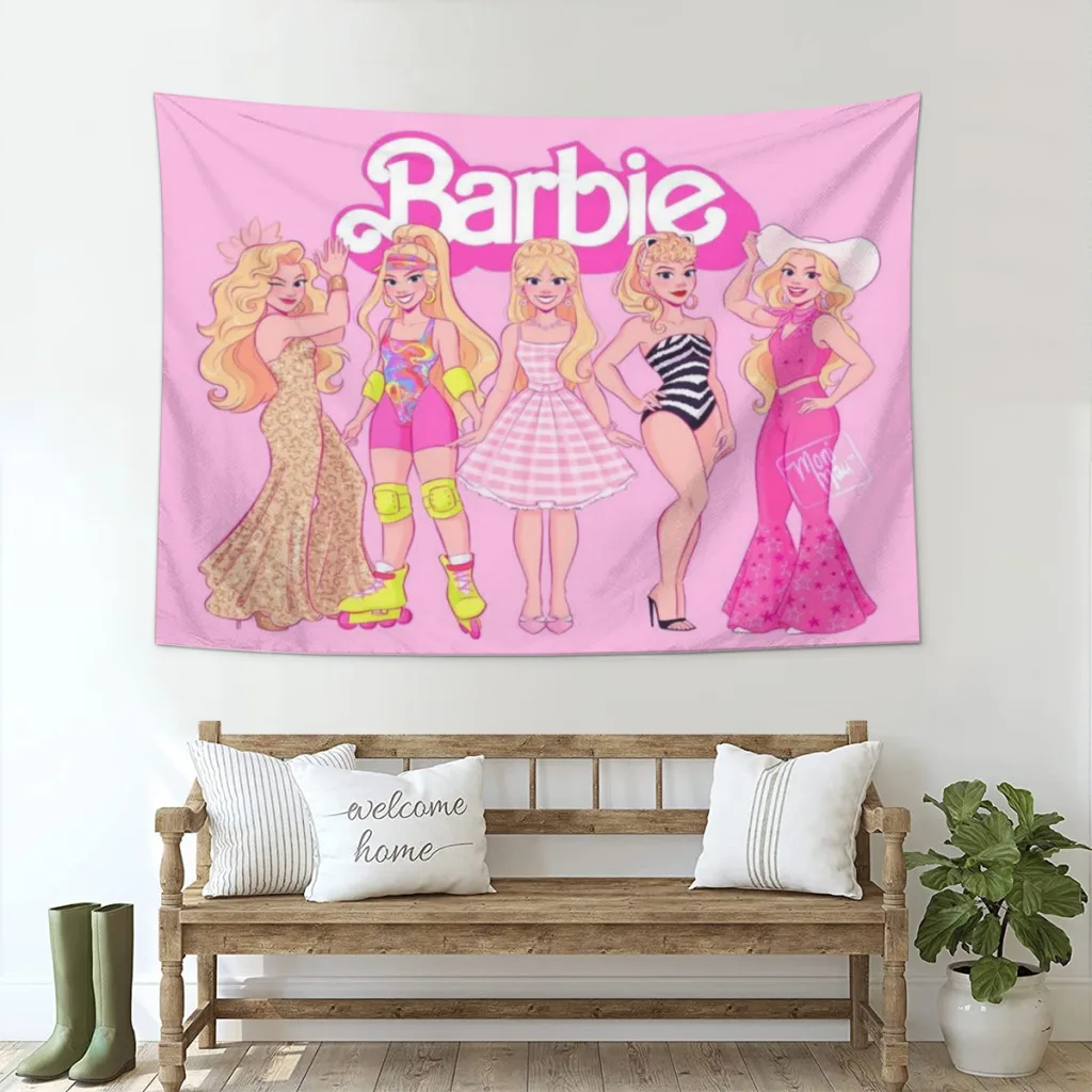 

Barbie Hot Pink Tapestry Room Décor Aesthetic Home Decoration Bedroom Wall Art