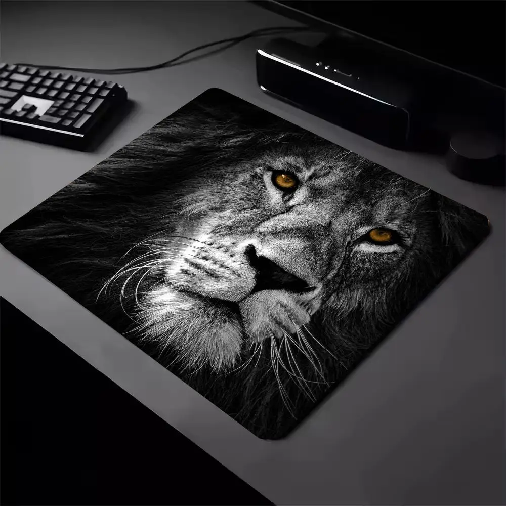 Lion Mouse Pad, Multiple Sizes Large Square Computer Office Game Table Mat, Rubber Anti-Slip Mousepad Small Decor Desk Pad