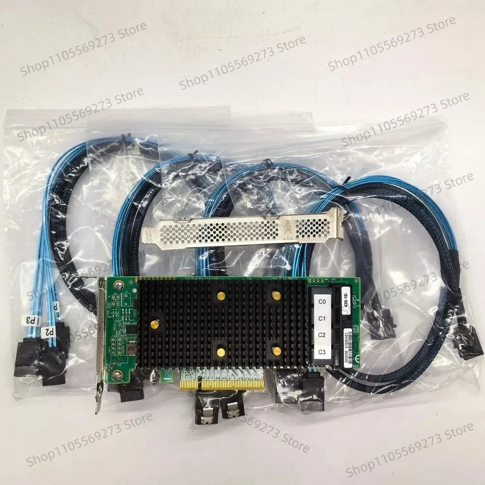 

16-Port SAS HBA Controller Card 12Gbps PCIe IT Mode for LSI 9400-16I 430-16I SAS3416 with 4x SFF-8643 Cables