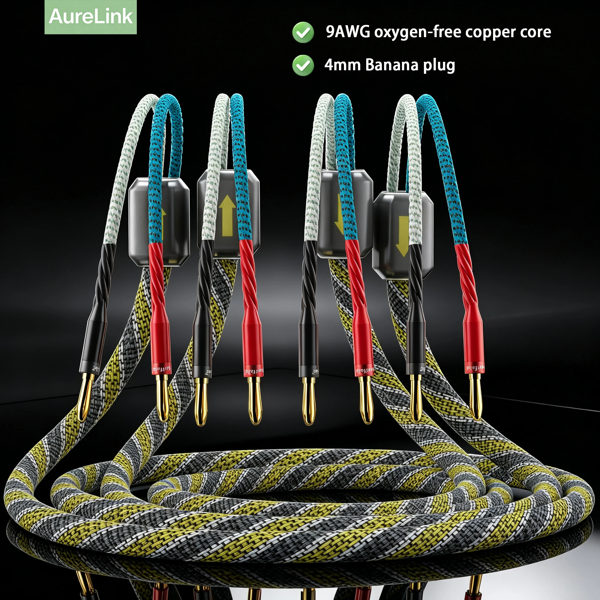 Pair 9AWG Speaker Cable 2.5meter Banana Plug Connectors Audiophile Speaker Cable for Audiophile Speaker Subwoofer Amplifier
