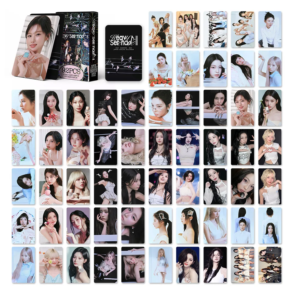 

92Pcs/Set Idol NMIXX New Album Heavy Serenade Lomo Cards And Stickers Postcards LILY HAEWON SULLYOON BAE JIWOO KYUJIN Fans Gifts