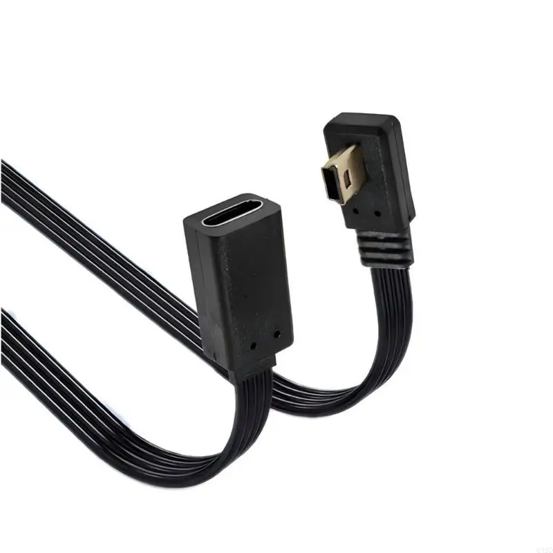 كابل موصل شحن البيانات بزاوية يمنى 90 درجة USB من النوع C أنثى إلى USB صغير ذكر للهواتف والأجهزة اللوحية والكاميرات