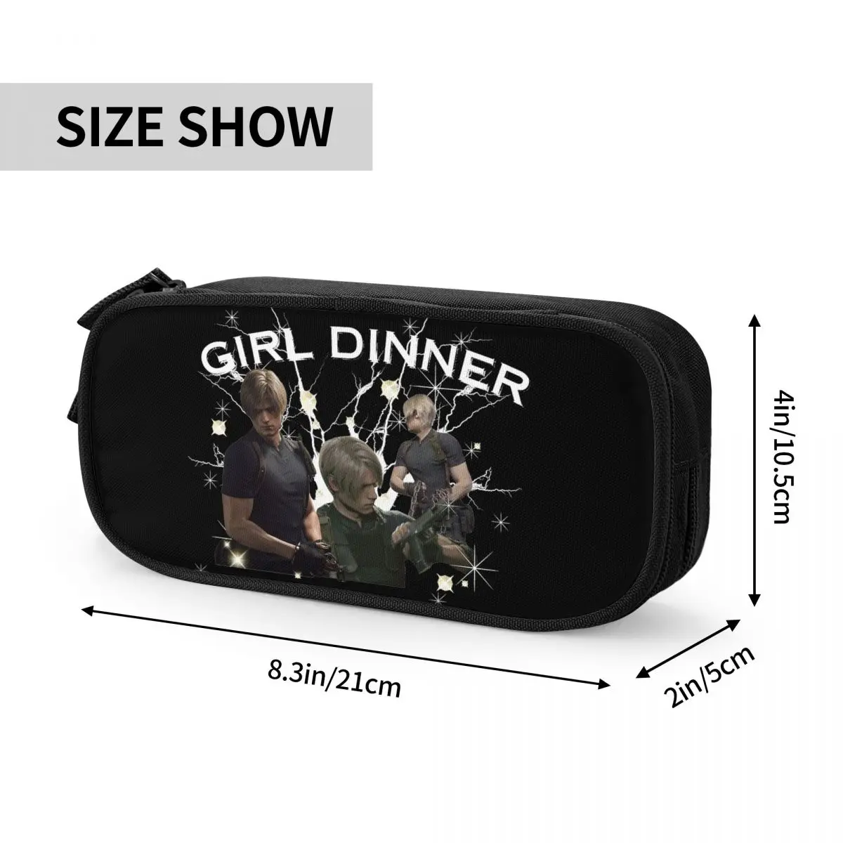 Retro Leon Kennedy Girl Dinner Pencil Case Resident Evils Games RE4 Pencilcases Large Storage Bags School Supplies Stationery