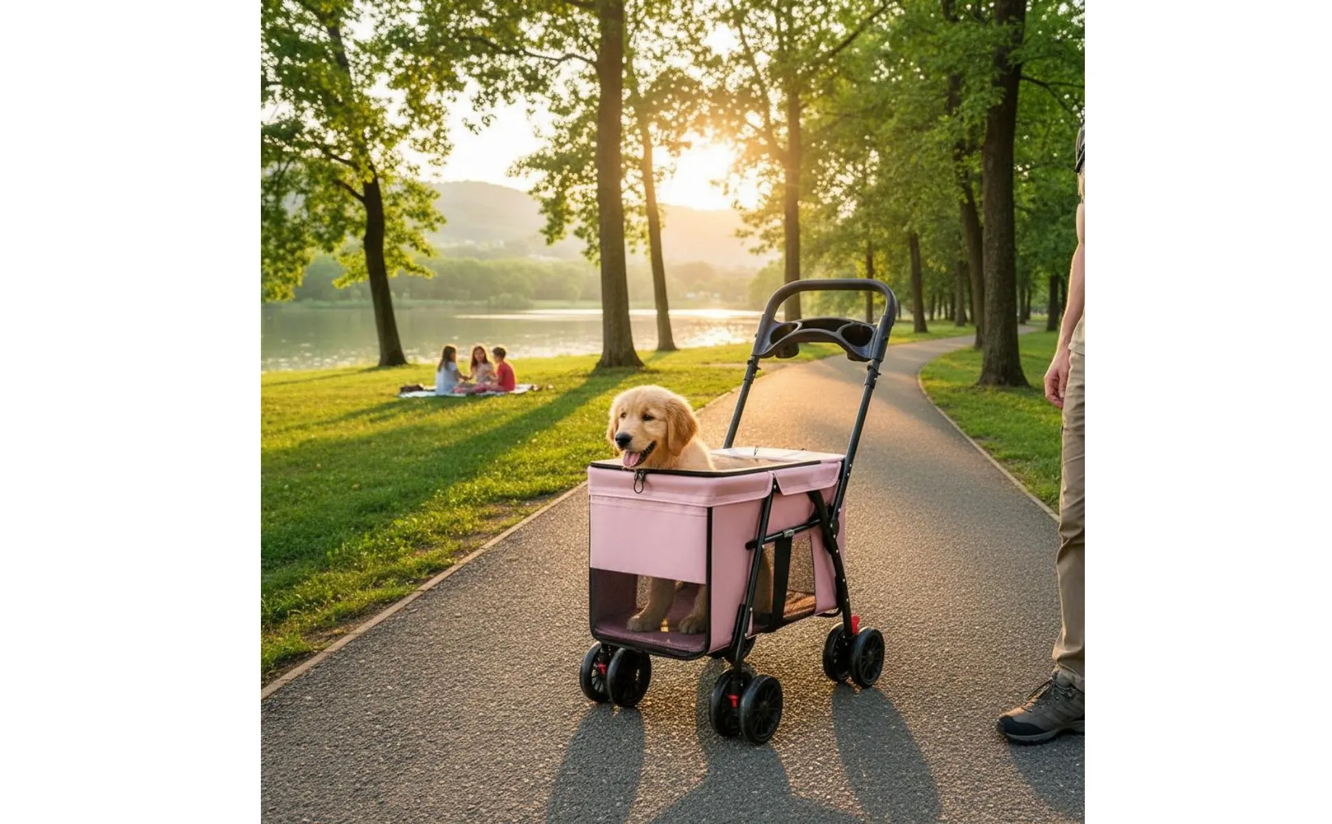 Dog Stroller Collapsible Feline Stroller Lightweight Pet Stroller Easy Accessible Creature Gear Rear Brakes for Walks, Outdoor