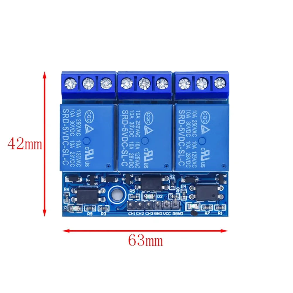 

5V/12V 3 Way Relay Module with Optocoupler Isolation High Level Trigger Relay Board for MCU Motor Led