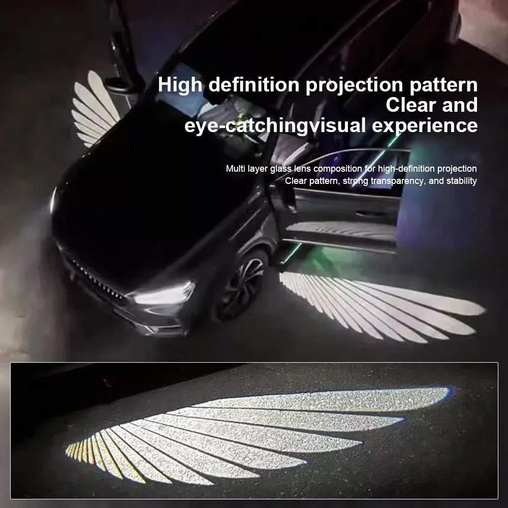 Universal Car Angel Wings Side Rearview Mirror Angel Welcome LED Light Wing Carpet Projection Light Door Decoration Light 12V