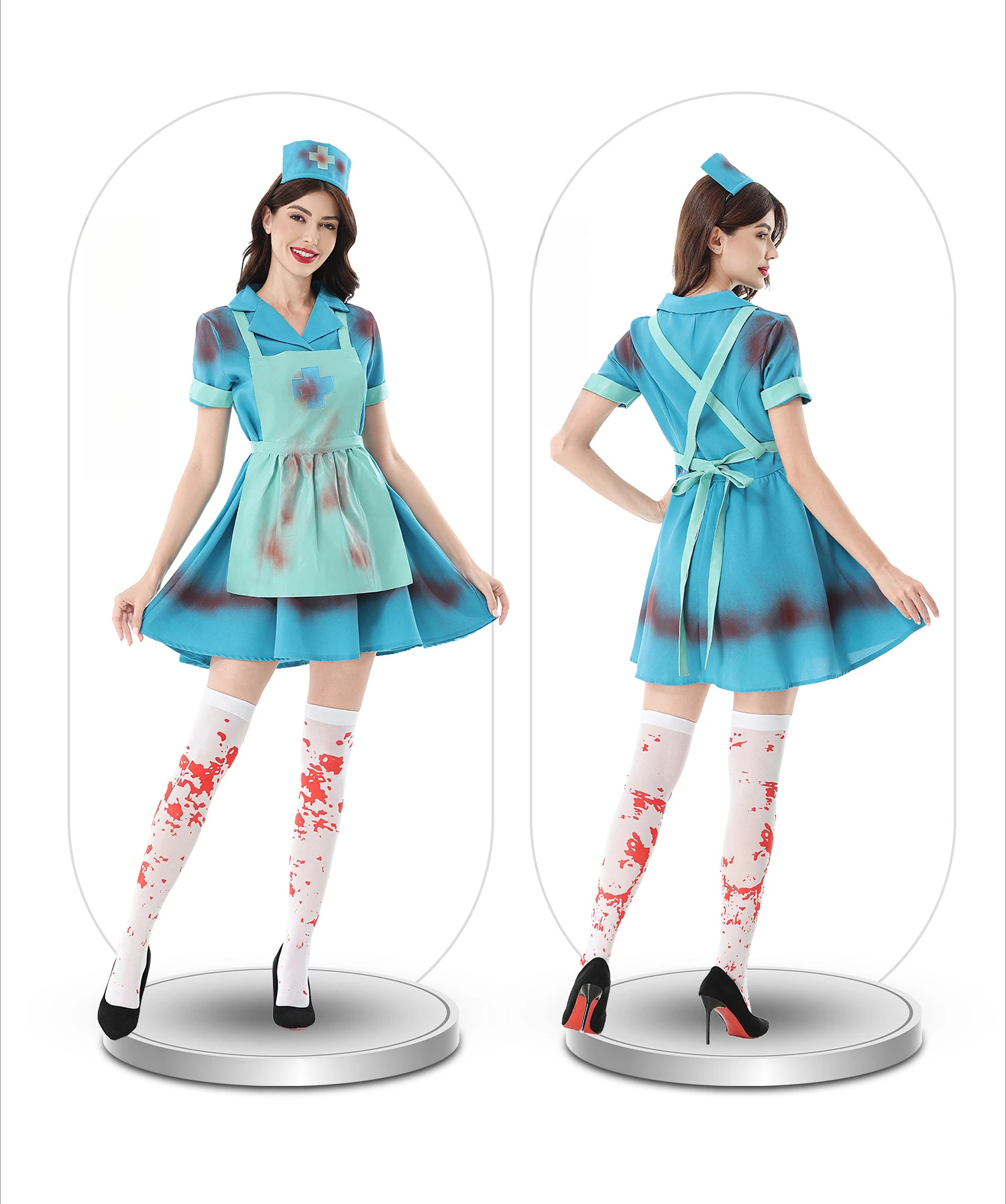 

2025 New Halloween Costume Cosplay Sexy Zombie Nurse Bloody Dress Horror Themed Party Role Playing Suit Female