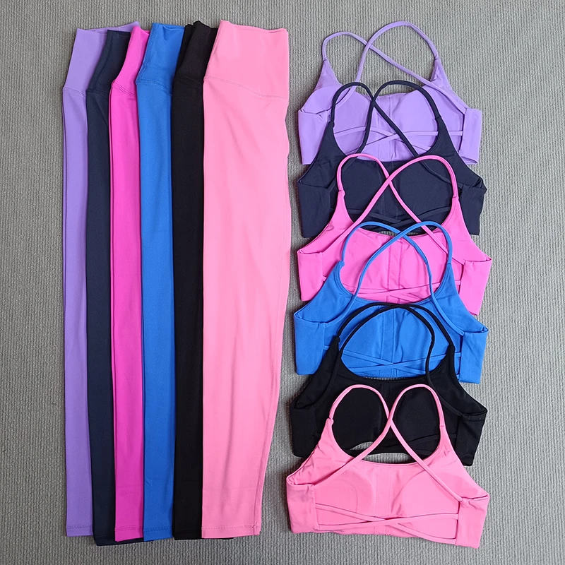 

Yoga Clothes Set 2 Pcs Gym Tights Sports Set Women Sweat Bras Tops Compression Leggings Fitness Suit Running Workout Tracksuit