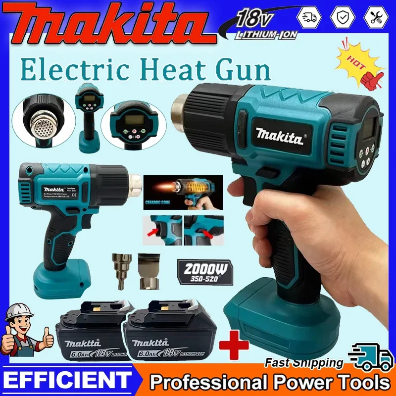

Makita Heat Gun Cordless Hot Air Gun Industrial Handheld Electric Heat Gun Temperatures Adjustable 18V Battery