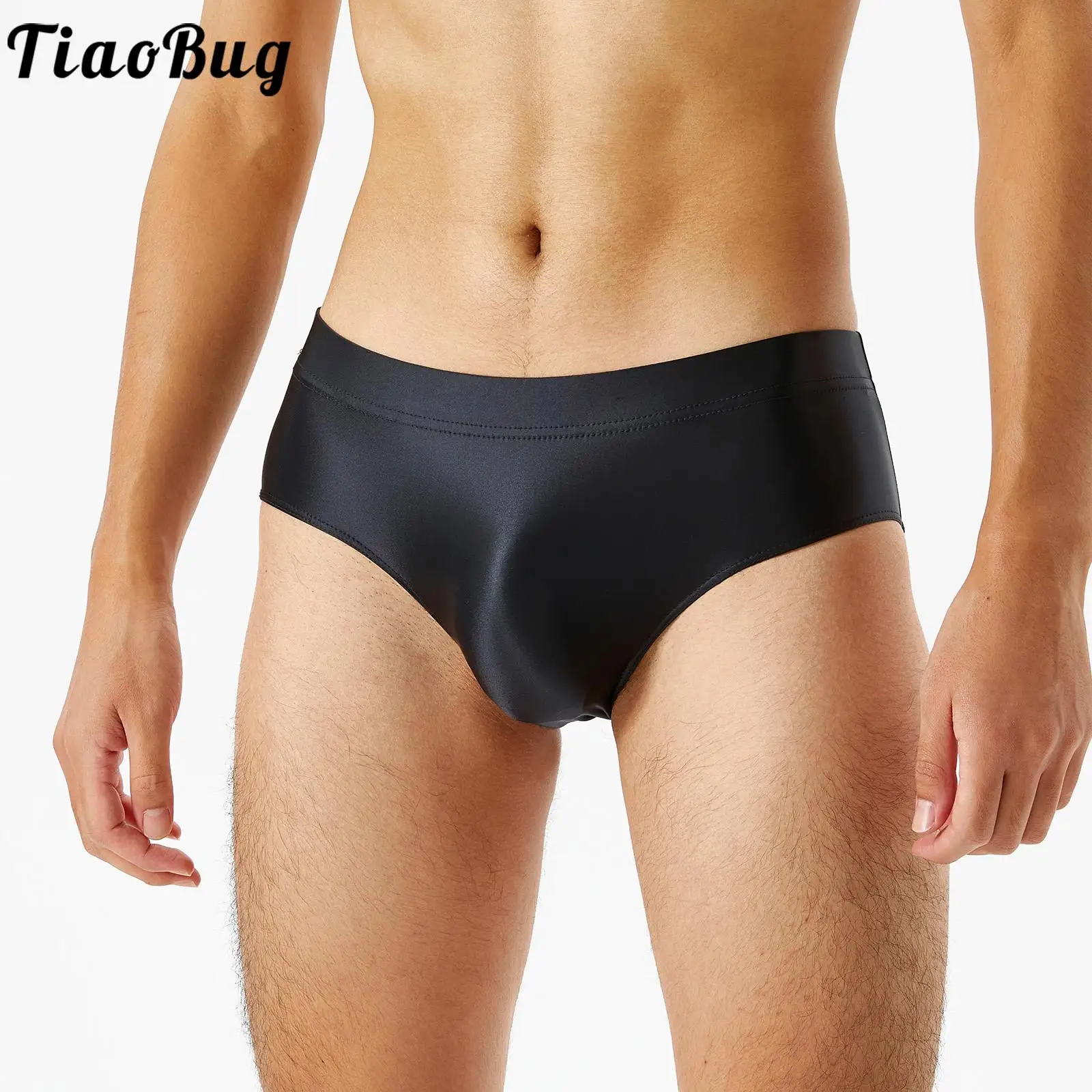 

Mens Oil Glossy Panties Smooth Low Rise Briefs Elastic Waistband Solid Color Underpants Underwear for Swimwear Normal Panties