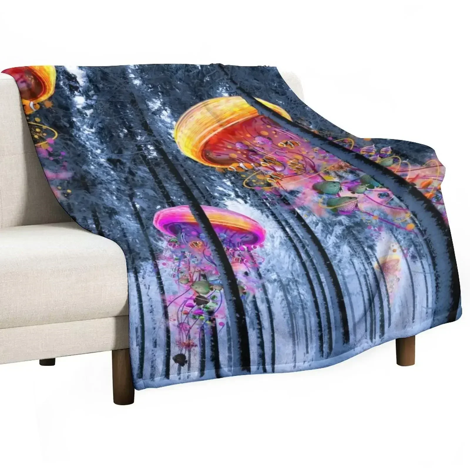 New Winter Forest of Electric Jellyfish Worlds Throw Blanket Soft Big Flannel Fabric sofa bed Blankets