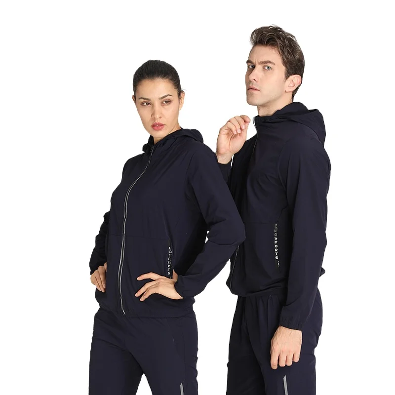 Tuta sportiva casual con cappuccio sottile ad asciugatura rapida di alta qualità plus size abbigliamento fitness da corsa all'aperto da uomo e da donna