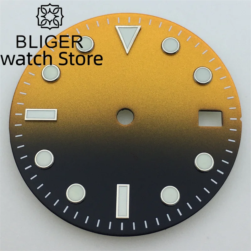 BLIGER 29MM aseptic dial C3 green luminous two-color dial for NH35A NH36 MIYOTA8215 Mingzhu DG2813 ETA2824 PT5000 movement