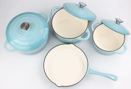 Custom Pot Sets Non Stick Frying Pan Cast Iron Cookware Set Enamel Coating Cooking Pots Iron Pan Casserole Kitchen Cookware