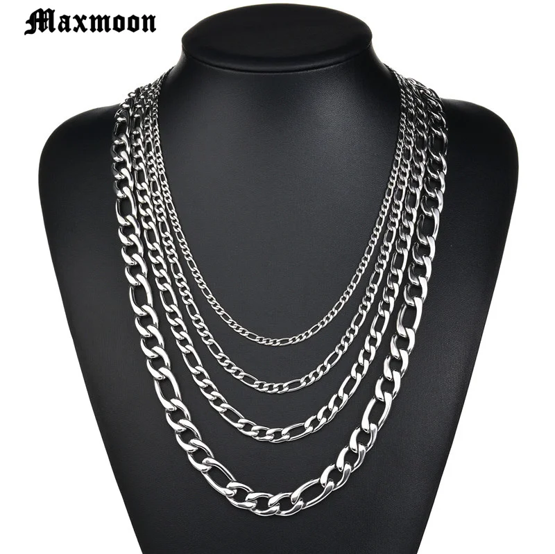 MAXMOON 2020 Fashion Classic Figaro Chain Necklace Men Stainless Steel Long Necklace For Men Women Chain Jewelry