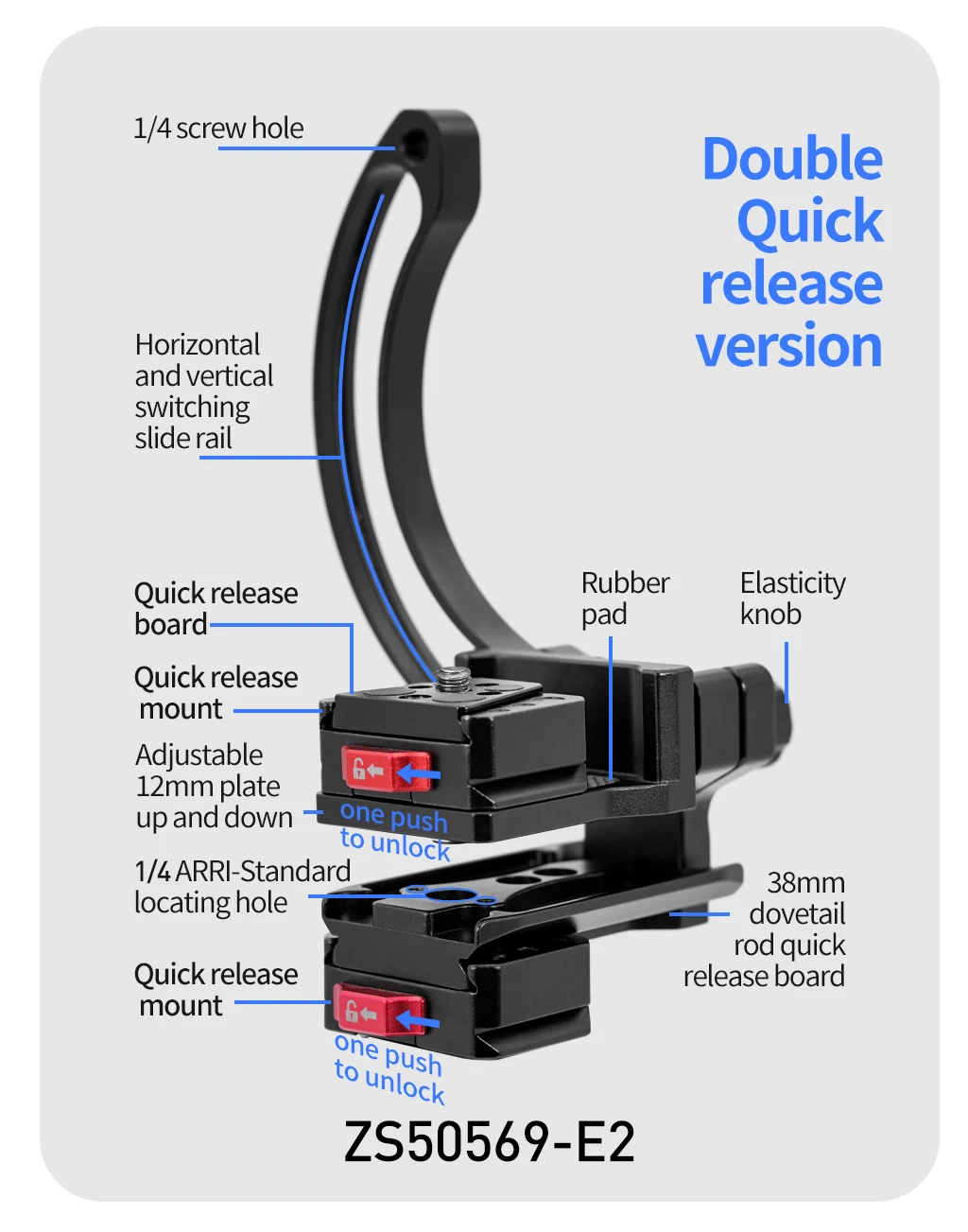 Neue DSLR Kamera Objektiv Unterstützung Halterung Halbrunden Ring Horizontale Vertikale Schnell Schalter Halterung für Canon Nikon Stativ Stabilisator – Detail 17