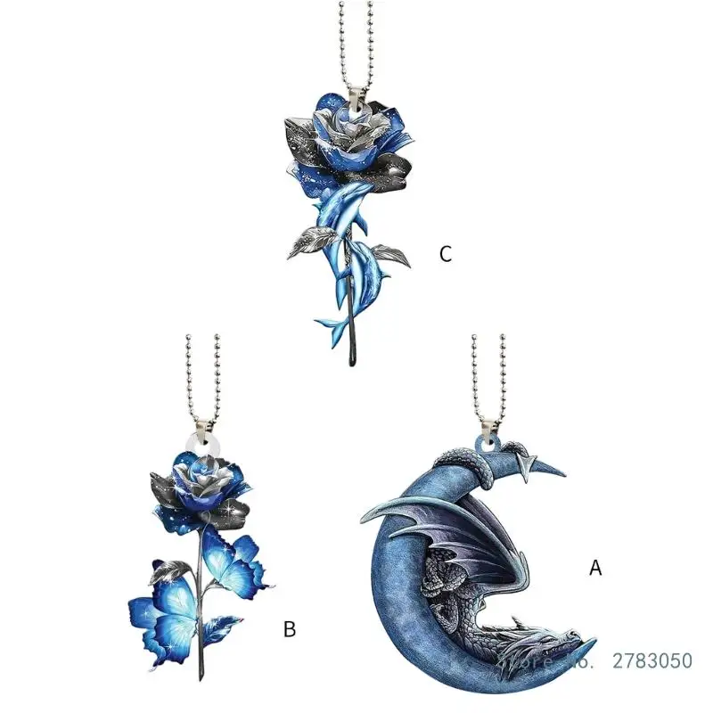 Creative Moon Shaped Pendant/Rose Hanging Ornament Decorative Car Interior Decorations for Bag Backpacks Key