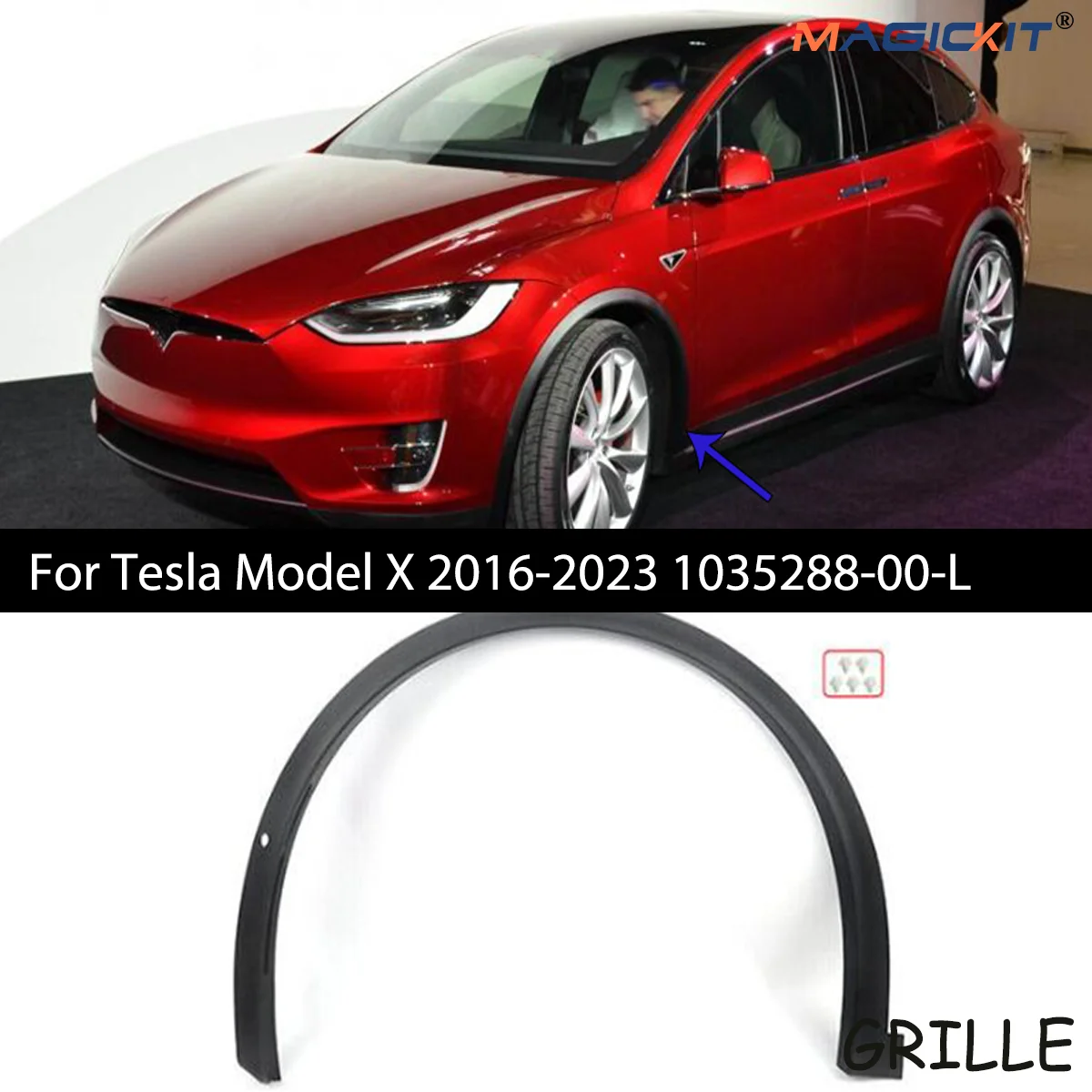 

For Tesla Model X 2016-2023 1035288-00-L Front Left Fender Flare Wheel Molding car accessories