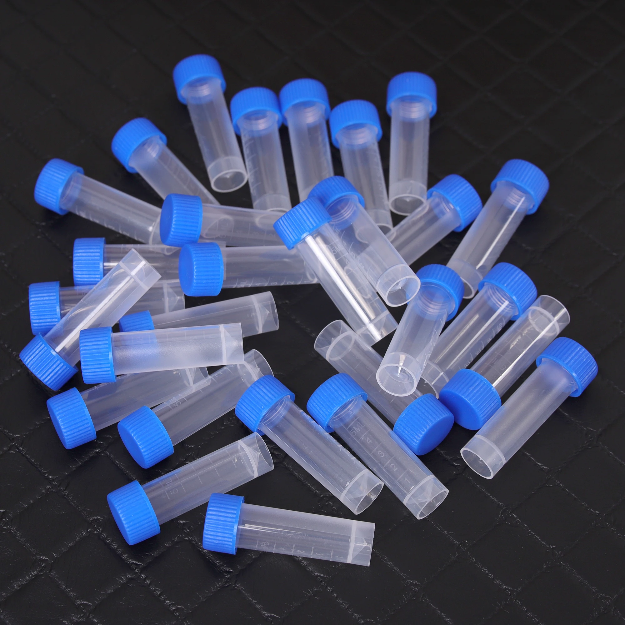 10PCS 5ML Laboratory Sample Flat Bottom Plastic Test Tube with Scale Screw Cap Free-standing Centrifuge Lab Experiment Supplies