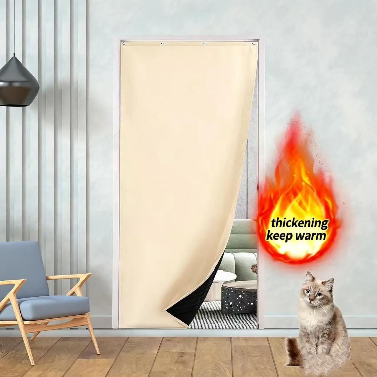 

Winter Insulation Waterproof Door Screen Window Thermal Insulation Curtain Suitable For Living Room Bedroom Wind Resistant Panel