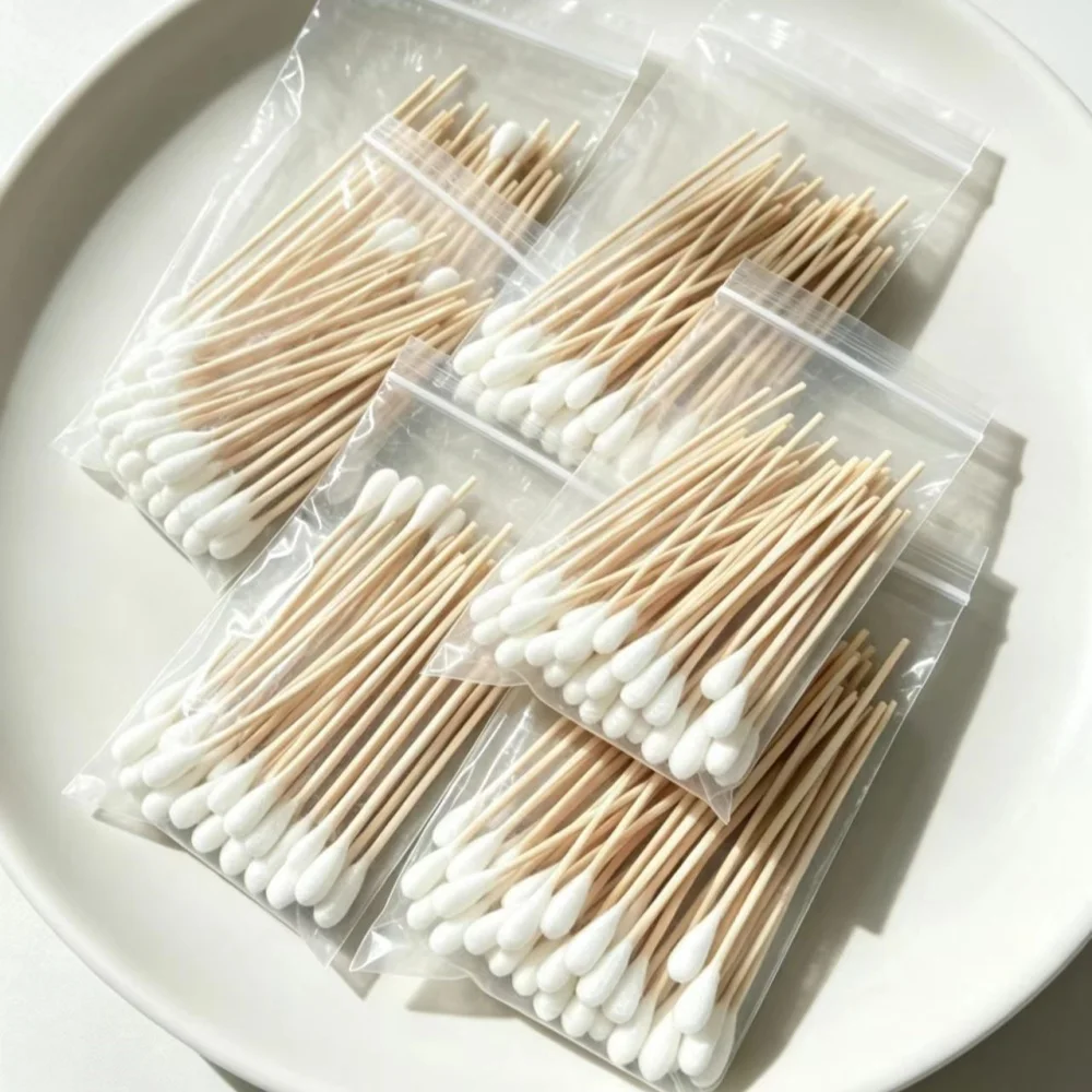 50/100pcs12cmBig Round Long CottonSwabsBiodegradable Bamboo Cotton Buds -Applicators for Makeup Removing,tattoo,Pet Ear Cleaning