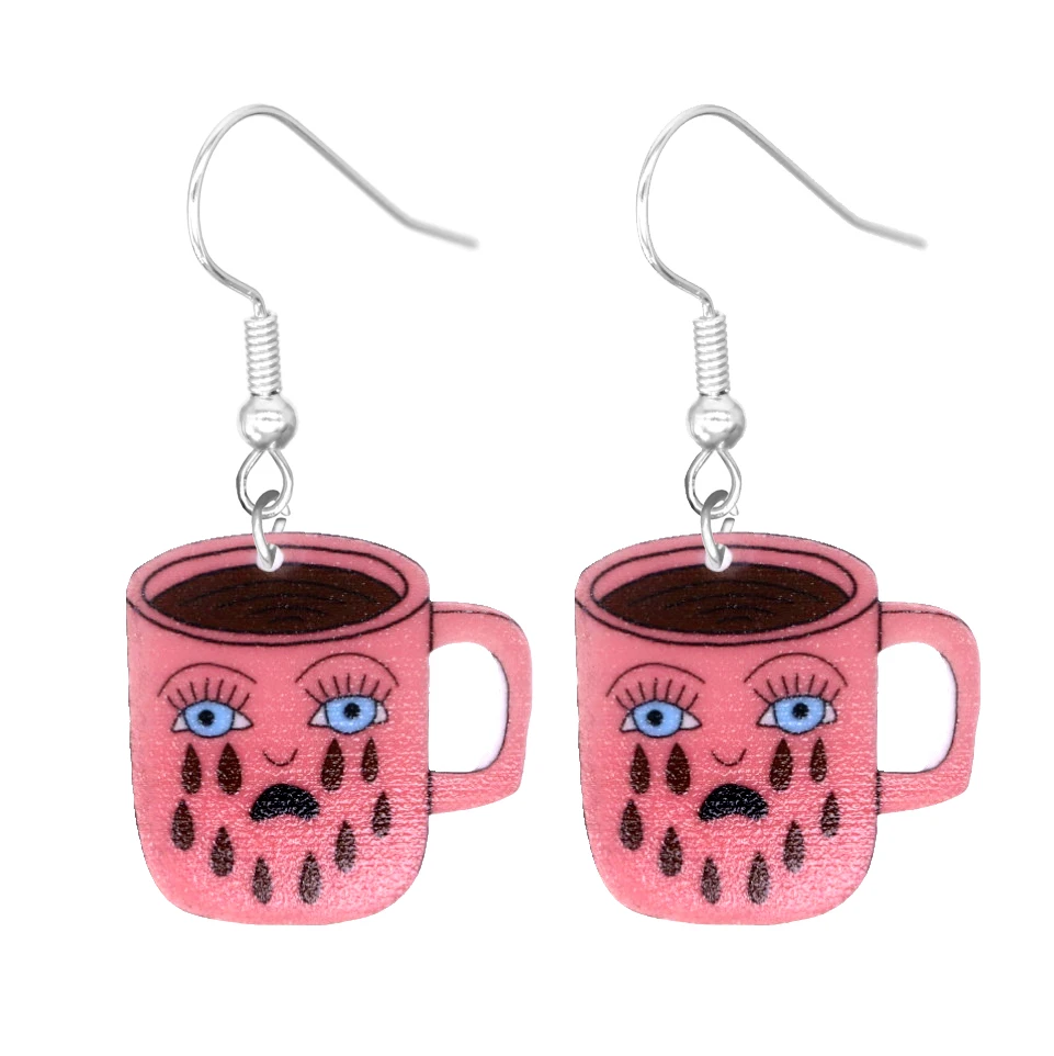 Funny Teeth Tongue Toilet Underwear Cup Design DangleEarrings Cute Cartoon Style Acrylic Jewelry Creative FemaleEarrings