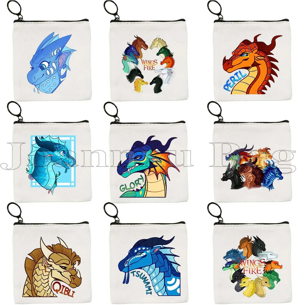 

Cute Cartoon Dragons Wings of Fire Fan Gifts Glory Peril Sunny Tsunami Turtle Winter Canvas Coin Purse Key Case Bag Wallet Pouch