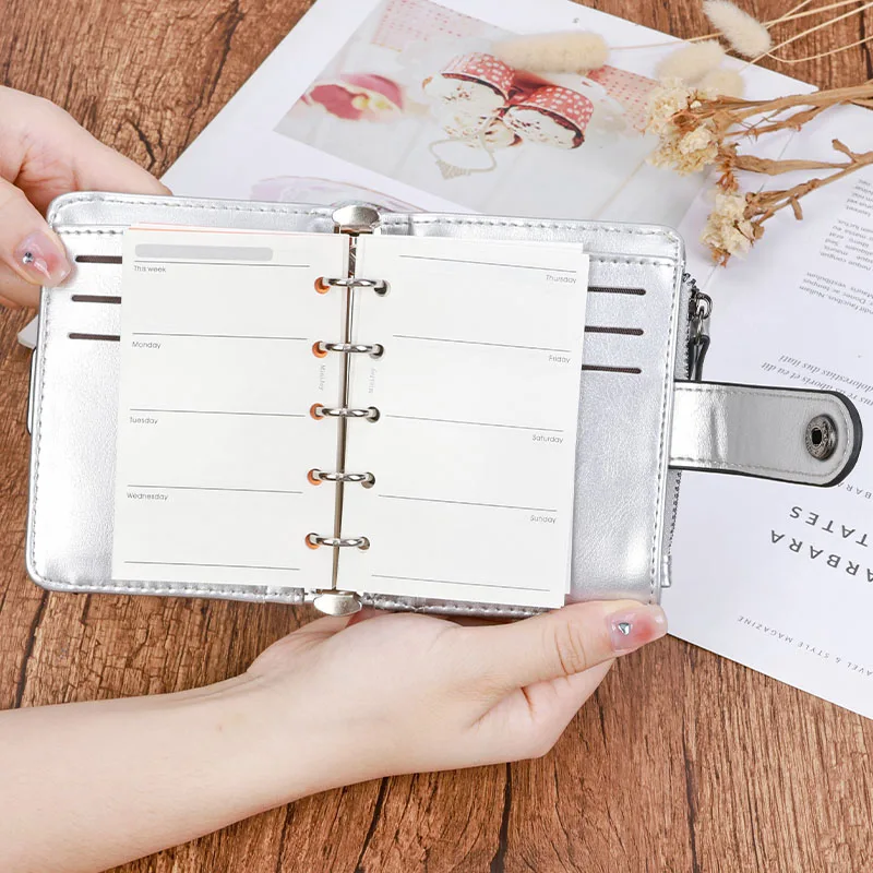 Small Portable notebook M5 Rings Planner Notebook with15 mm Rings A8 Agenda Organizer Diary Journal Wallet