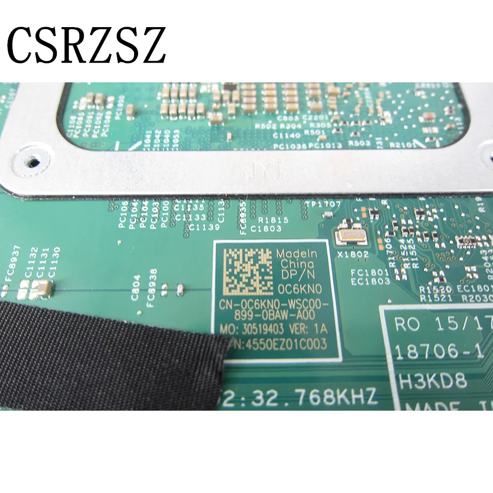 CN-0C6KN0 0C6KN0 C6KN0 18706-1 Moederbord Voor Dell 15 7586 17 7786 Laptop moederbord met i7-8565u CPU Volledig test goed werk