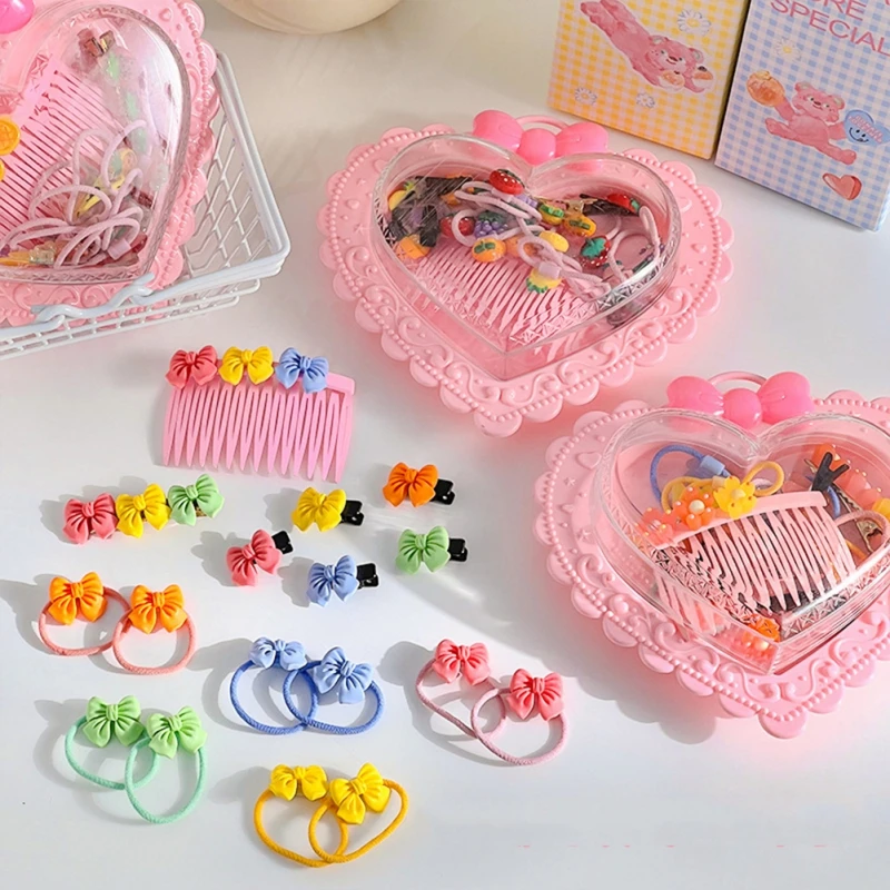 

19pcs Lovely Cartoon Flower Girls Elastic Hair Bands Sets Baby Princess Hair Accessories Children Hair Ties Comb Kids Headwear