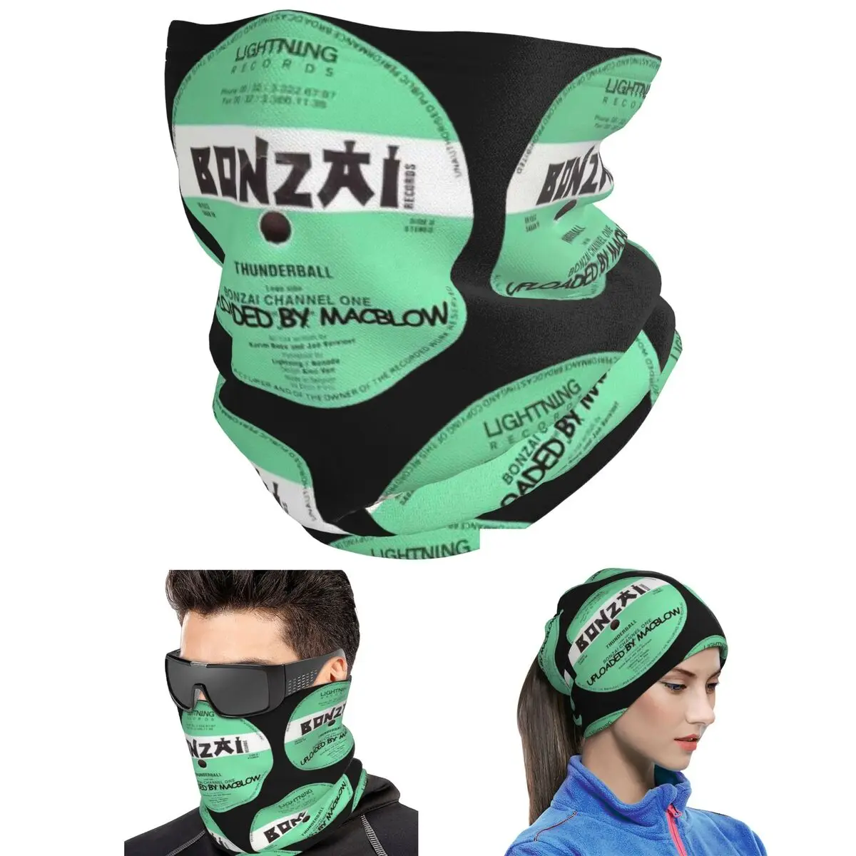 Bonzai Records Bandana Neck Cover Printed Mask Scarf Hiking Fishing Face Mask For Men Women Adult Winter